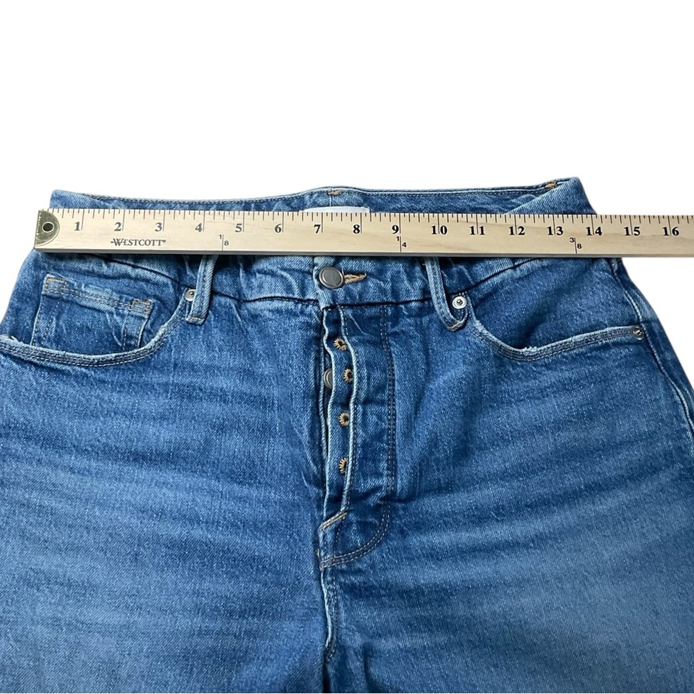 Good American Women's Indigo High Rise Straight Leg Button Fly Jeans Size 6 - Picture 10 of 13